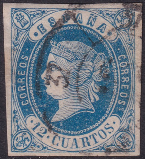 Spain 1862 Sc 57 used cartwheel "37" (Palma de Mallorca) cancel