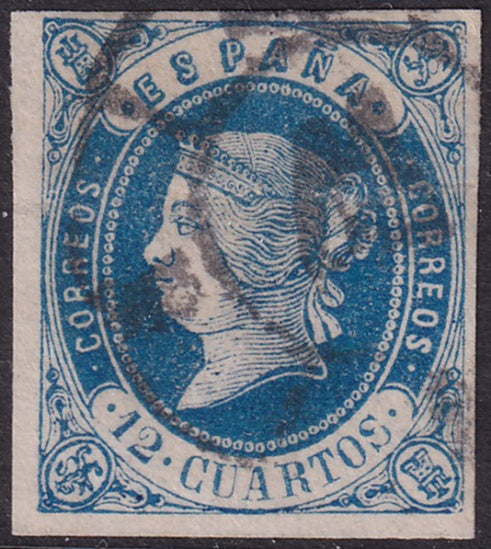 Spain 1862 Sc 57 used cartwheel "44" (Segovia) cancel