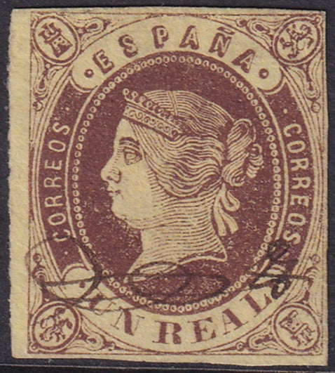 Spain 1862 Sc 59 used pen cancel