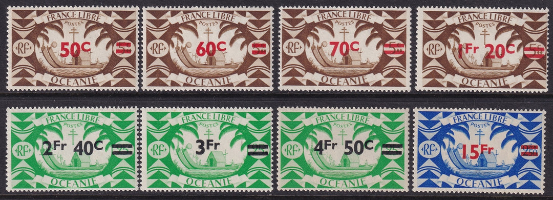 French Polynesia 1946 Sc 152-9 set MNH**