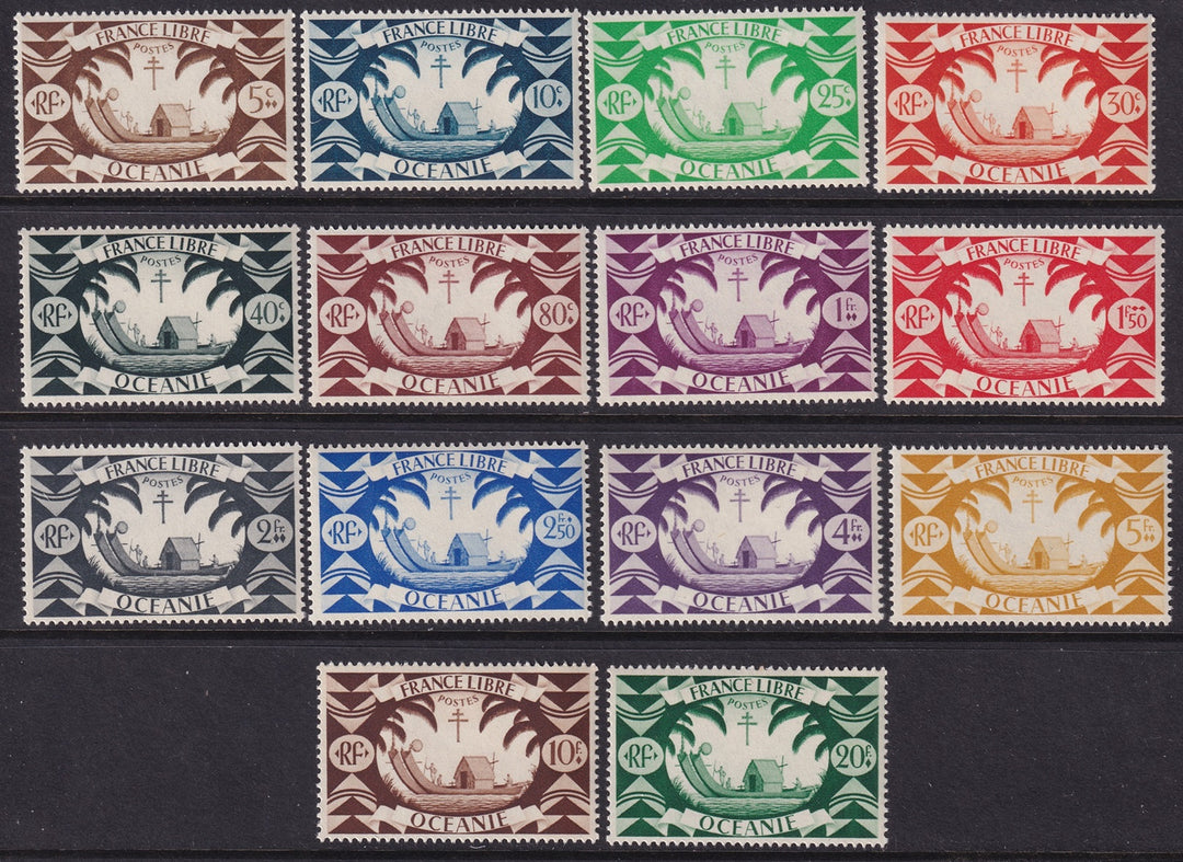 French Polynesia 1942 Sc 136-49 set MNH**