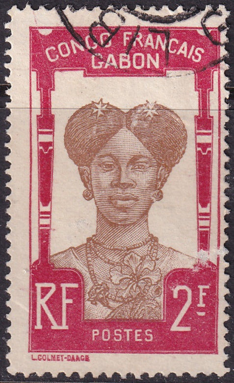 Gabon 1910 Sc 47 used small surface scuff on right side