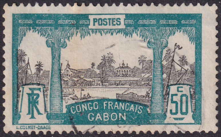 Gabon 1910 Sc 44 used tiny thin