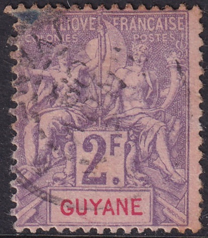 French Guiana 1902 Sc 50 used upper perfs toned