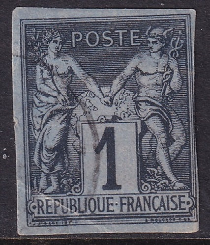 French Colonies 1878 Sc 38 used bottom left corner fold