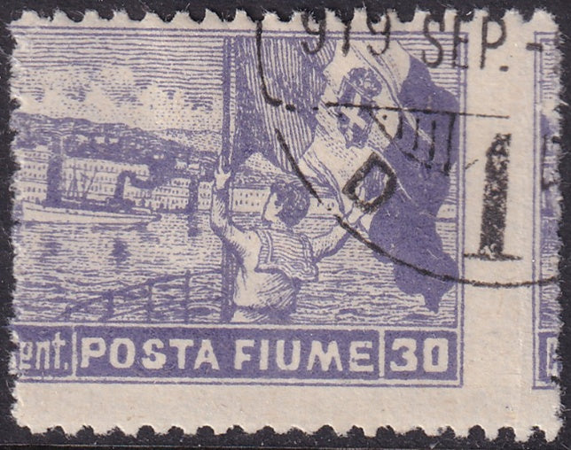 Fiume 1919 Sc 48 used horizontally shifted perfs