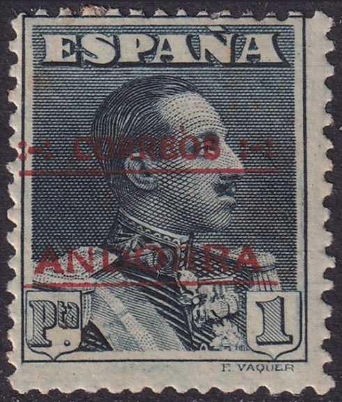 Andorra Spanish 1928 Sc 10 MH* light diagonal crease
