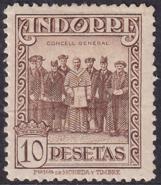 Andorra Spanish 1929 Sc 24 MH* perf 14 horizontal crease