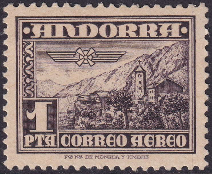 Andorra Spanish 1951 Sc C1 air post MLH*