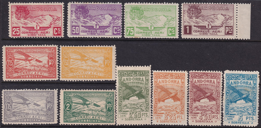 Andorra Spanish 1932 Sanabria 1-12 unissued air post set MNH**/MLH*