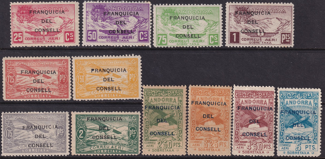Andorra Spanish 1932 Sanabria 13-24 unissued air post set most MLH*