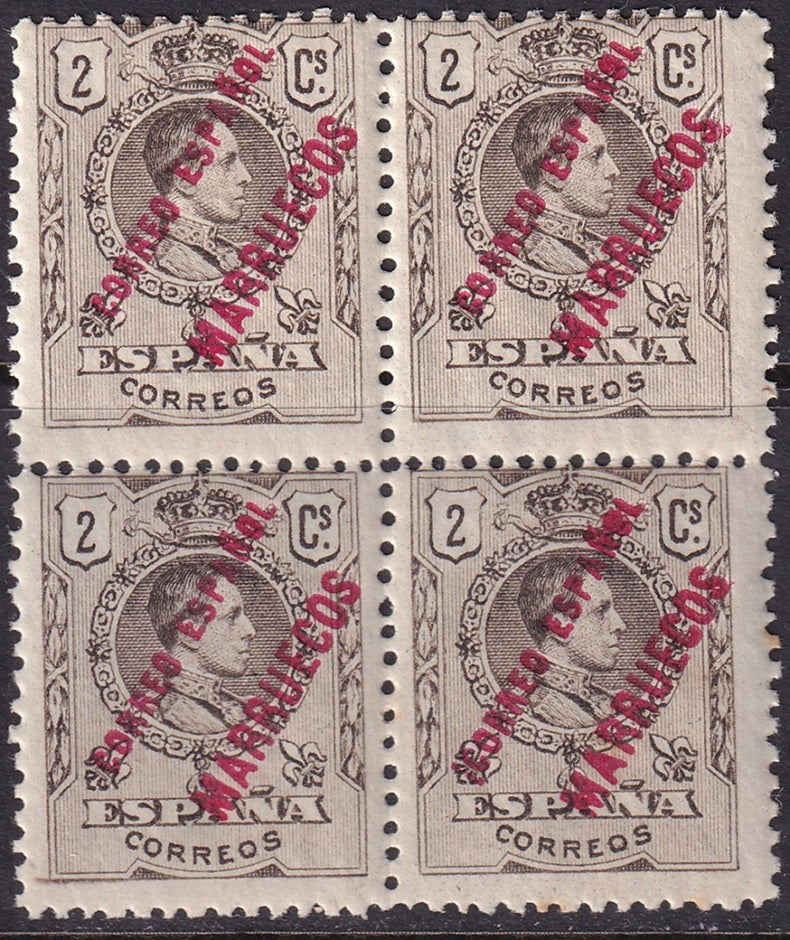 Spanish Morocco 1909 Sc 14 block MNH**