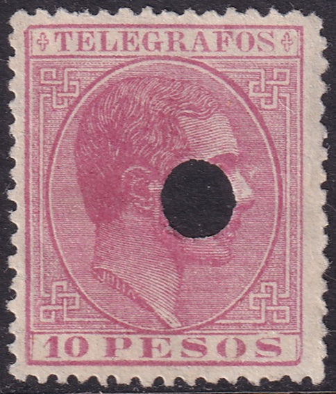 Philippines 1880 telégrafo Ed 8 telegraph punch (taladrado) cancel