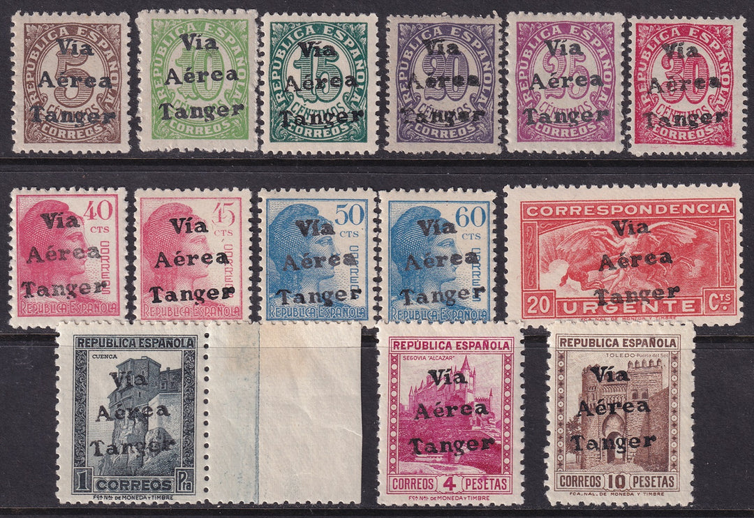 Spanish Tangier 1938 Ed 128-41 set MNH** all with forged overprints