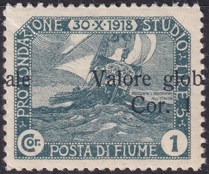 Fiume 1920 Sc 81A MH* horizontally shifted overprint variety