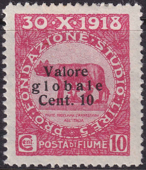 Fiume 1920 Sc 74A MH* second overprint