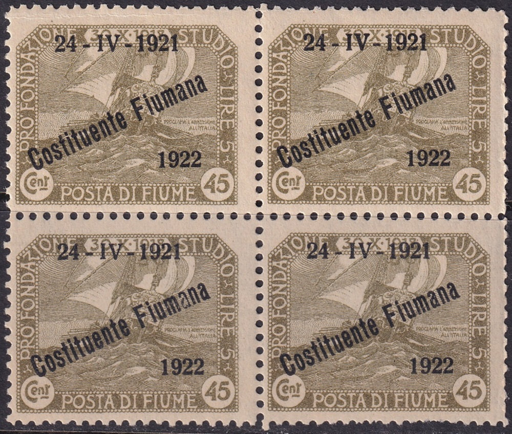 Fiume 1922 Sc 165 block MLH*