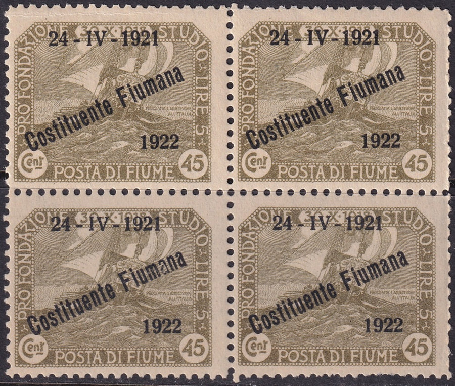 Fiume 1922 Sc 165 block MLH*