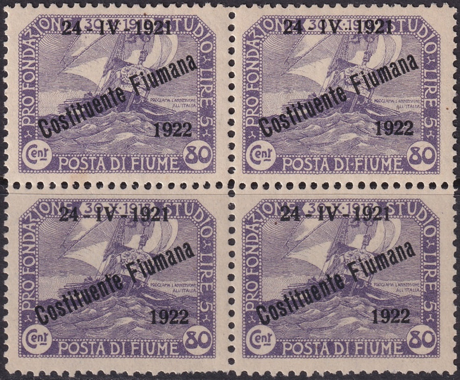 Fiume 1922 Sc 167 block MLH* some disturbed gum