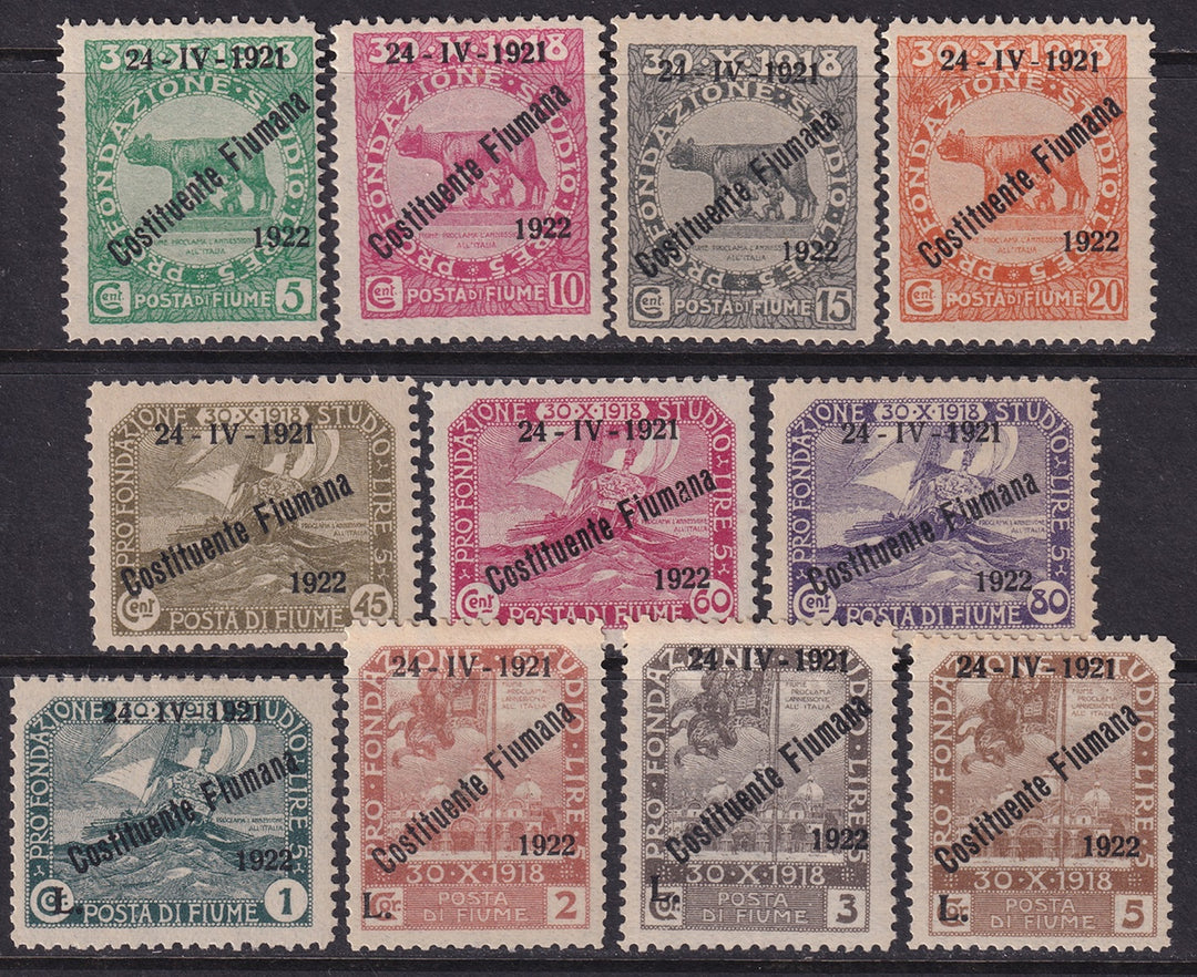 Fiume 1922 Sc 161-71 set MH* some disturbed gum