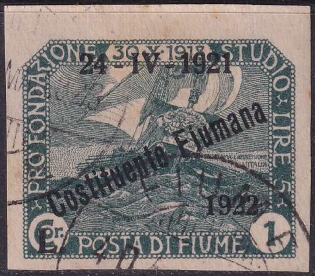 Fiume 1922 Sc 168 imperf variety used