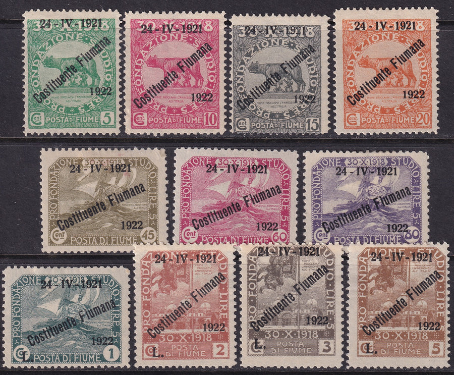 Fiume 1922 Sc 161-71 set MH* some disturbed gum