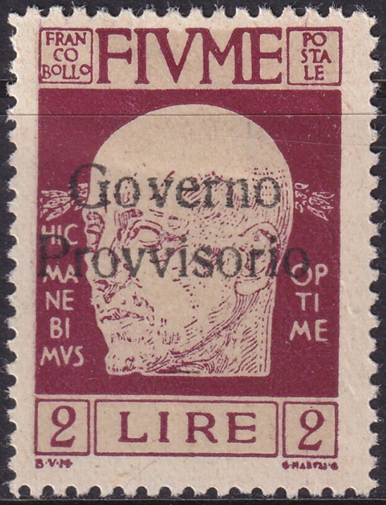 Fiume 1921 Sc 144 MH* overprint offset on back variety