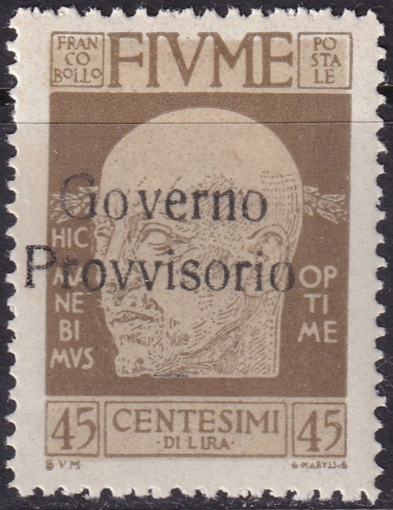 Fiume 1921 Sc 140 MH* overprint offset on back variety