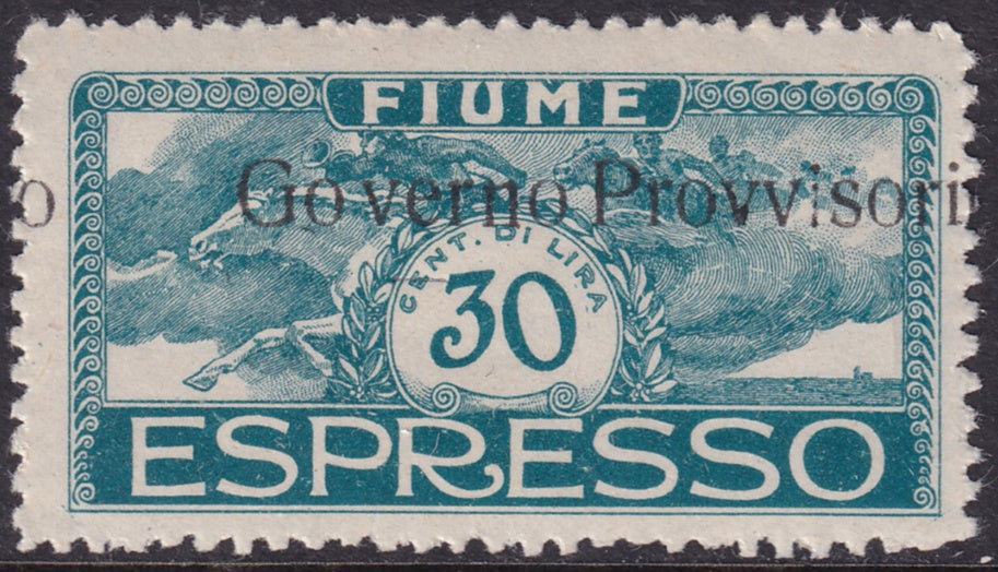 Fiume 1921 Sc E10 express MNH** shifted overprint variety