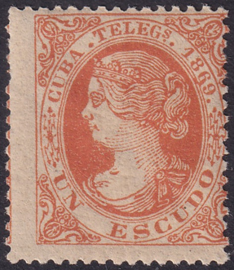 Cuba 1868 telegrafo Ed 3 telegraph MNH** crazed gum