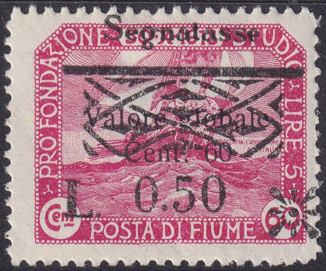 Fiume 1921 Sc J23 postage due MH* overprint offset variety