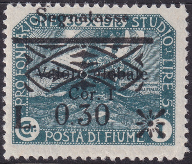 Fiume 1921 Sc J21 postage due MH* overprint offset variety