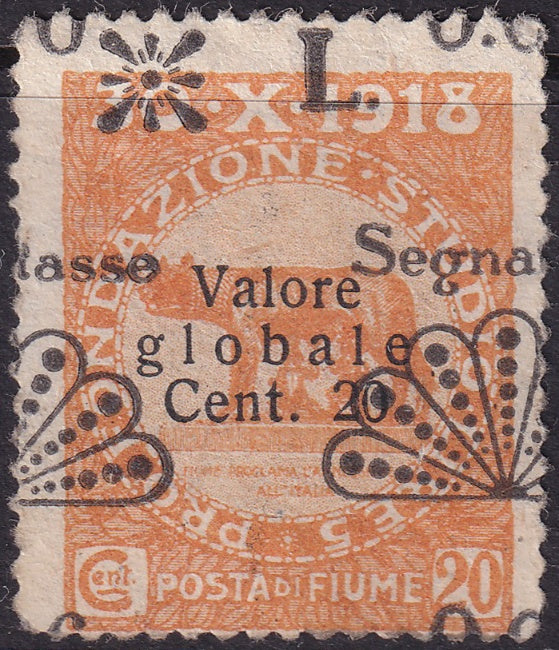 Fiume 1921 Sc J18 postage due MH* doubly shifted overprint variety