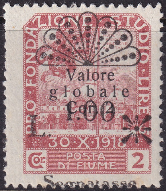 Fiume 1921 Sc J26 postage due MH* shifted overprint variety