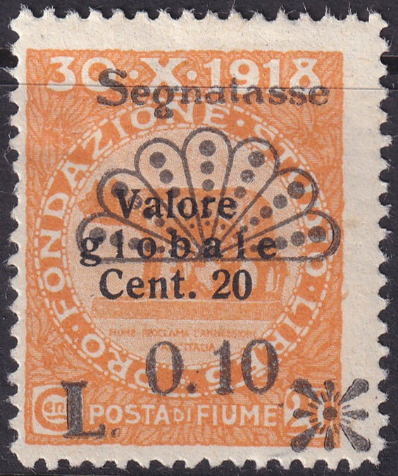 Fiume 1921 Sc J19 postage due MH* overprint offset variety