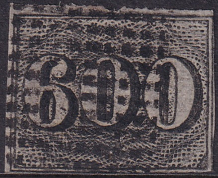 Brazil 1850 Sc 28 used dots in grid cancel damage at top margin