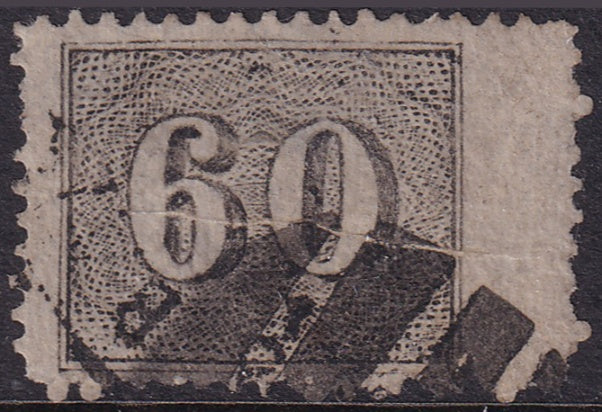 Brazil 1866 Sc 45 used fancy cancel with natural paper fold