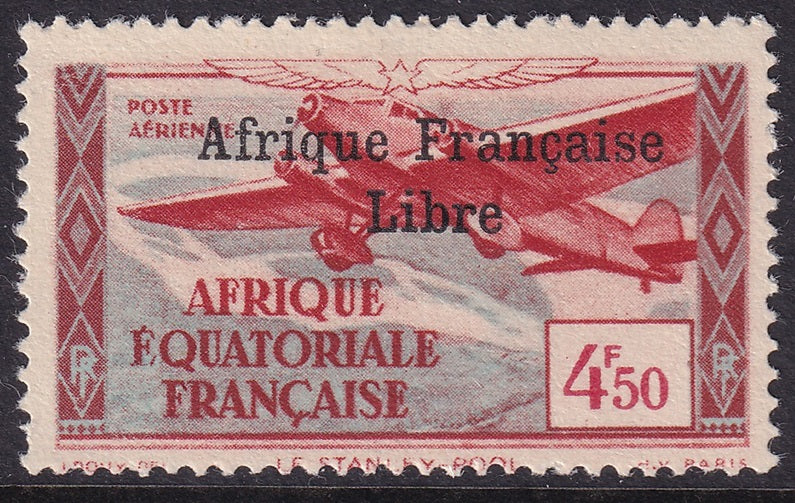 French Equatorial Africa 1940 Sc C12 air post MH* wider spacing variety