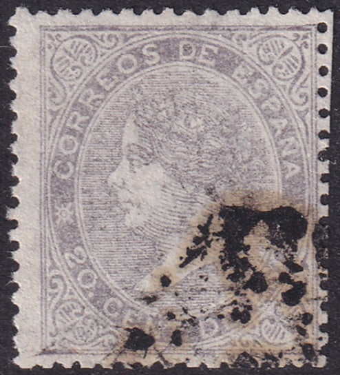 Spain 1867 Sc 93b used parrilla con cifra cancel tiny thin