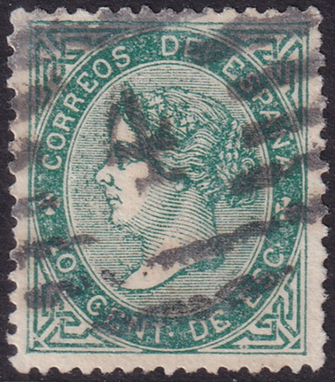 Spain 1867 Sc 92 used "4" parrilla con cifra cancel