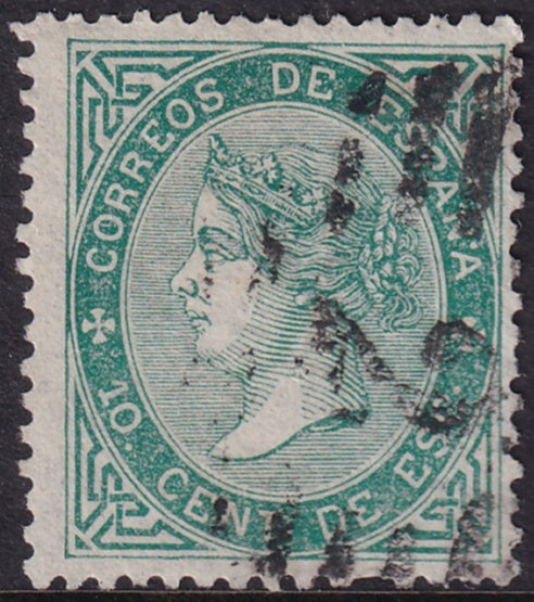 Spain 1867 Sc 92 used "2" parrilla con cifra cancel