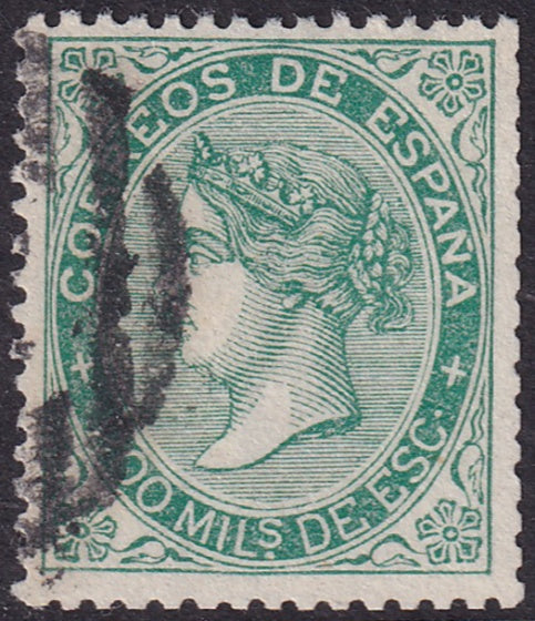 Spain 1868 Sc 101 used grill (parrilla) cancel