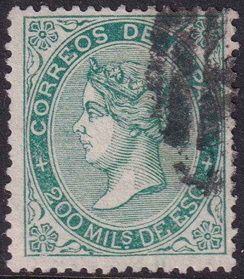 Spain 1868 Sc 101 used grill (parrilla) cancel