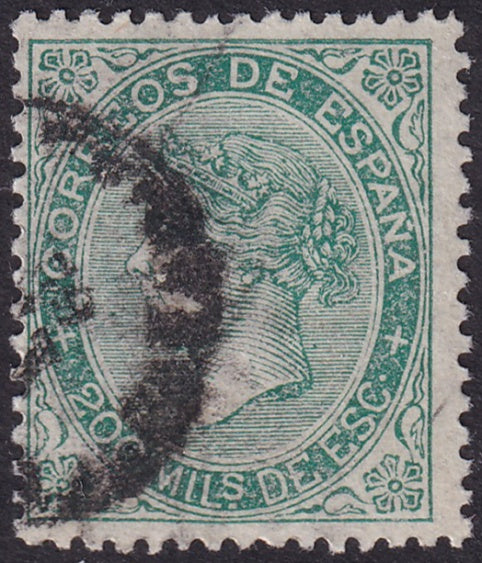 Spain 1868 Sc 101 used date (fechador) cancel