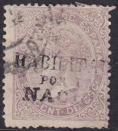 Spain 1868 Sc 117 used provisional overprint