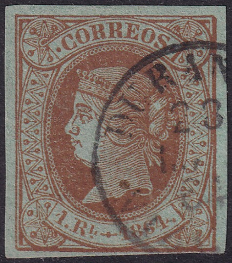 Spain 1864 Sc 65 used Durango (Vizcaya) date cancel