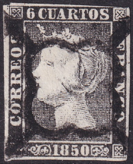 Spain 1850 Sc 1b used spider (araña) cancel type I position 2