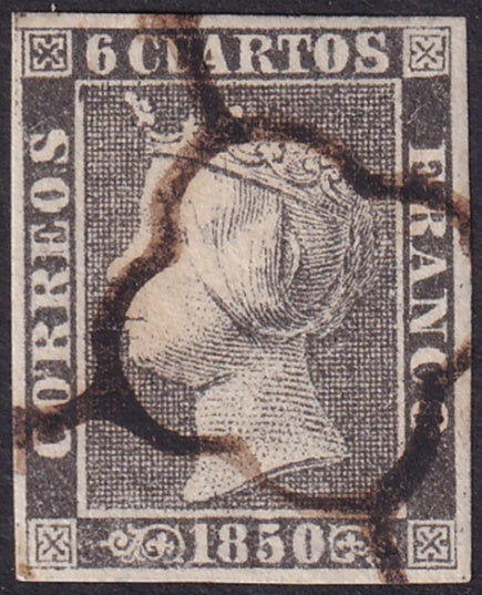 Spain 1850 Sc 1b used spider (araña) cancel type I position 2