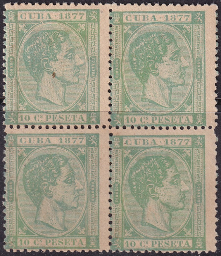 Cuba 1877 Sc 71 block MNG(*) toning