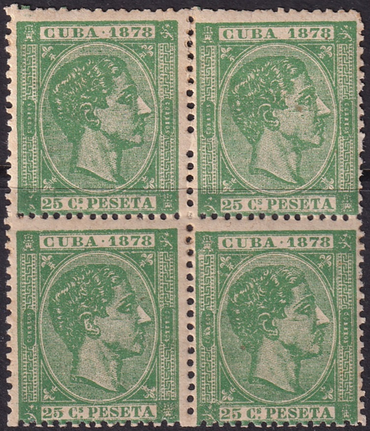 Cuba 1878 Sc 79 block MNH** with variety toned